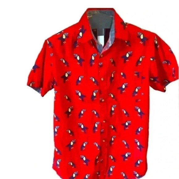Huntington Beach Club Toucan Shirt short sleeve button down Size Medium Birds - Picture 1 of 7